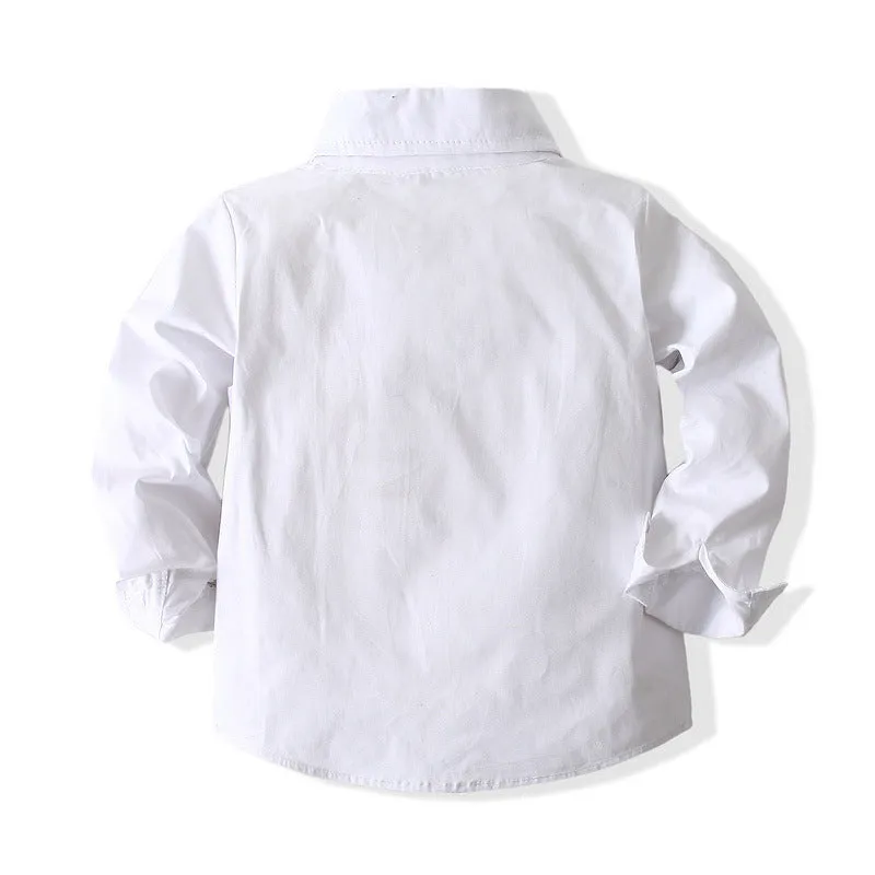2 Pieces Set Baby Kid Boys Birthday Party Bow Shirts And Solid Color Jumpsuits Wholesale 23021612