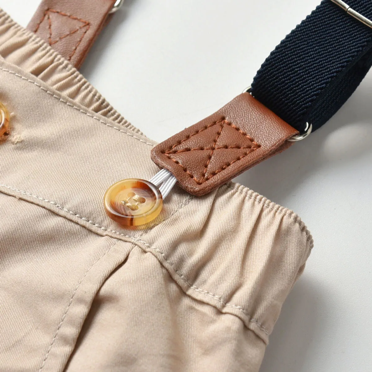 2 Pieces Set Baby Kid Boys Birthday Party Checked Bow Shirts And Solid Color Jumpsuits Wholesale 211109220