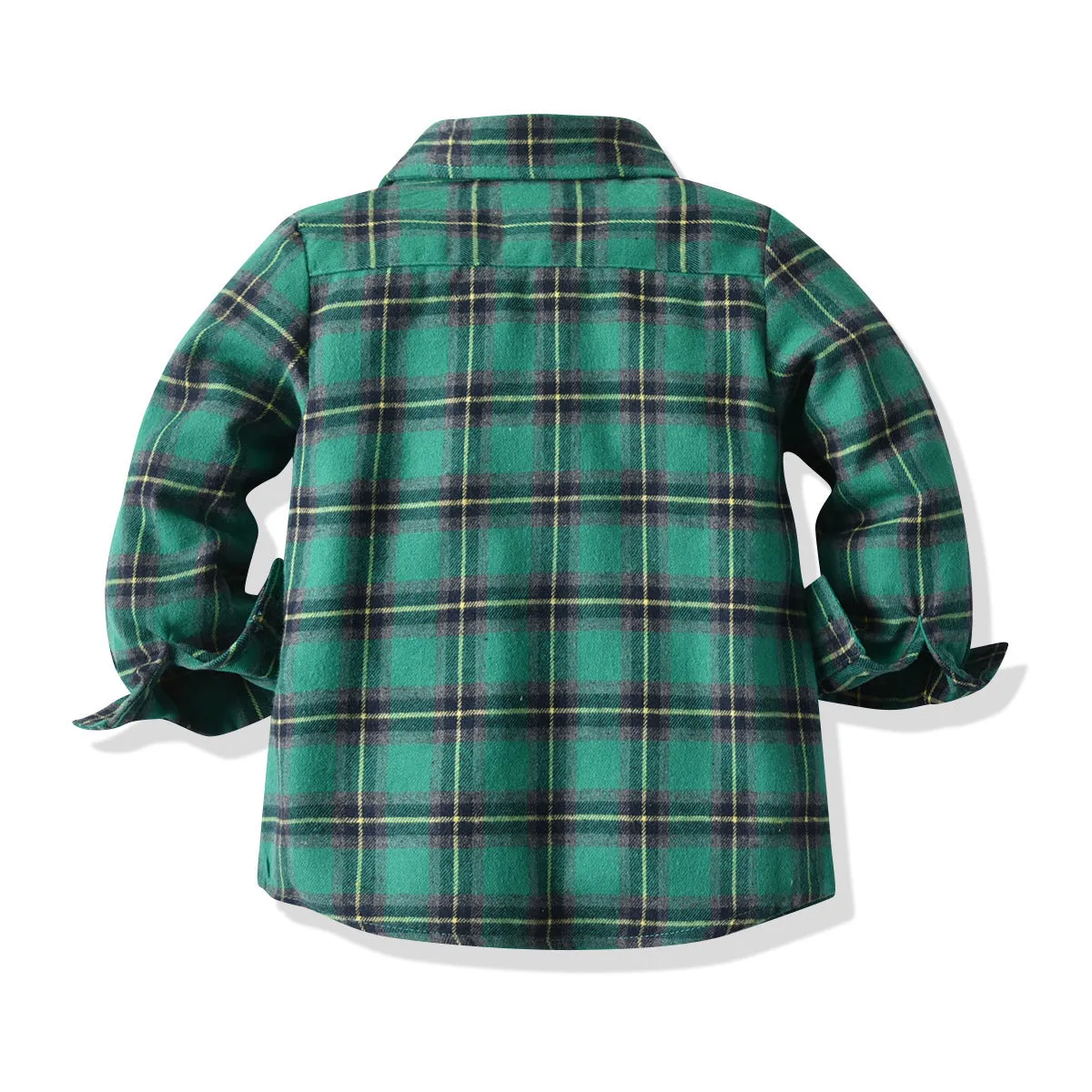 2 Pieces Set Baby Kid Boys Birthday Party Checked Bow Shirts And Solid Color Jumpsuits Wholesale 211109220
