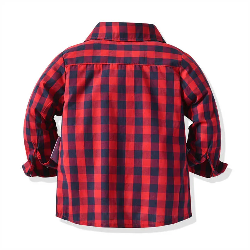 2 Pieces Set Baby Kid Boys Birthday Party Checked Bow Shirts And Solid Color Jumpsuits Wholesale 211109458