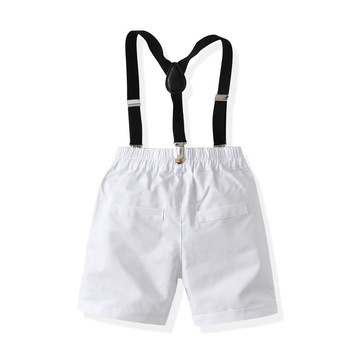 2 Pieces Set Baby Kid Boys Birthday Party Checked Bow Shirts And Solid Color Rompers Wholesale 22053198