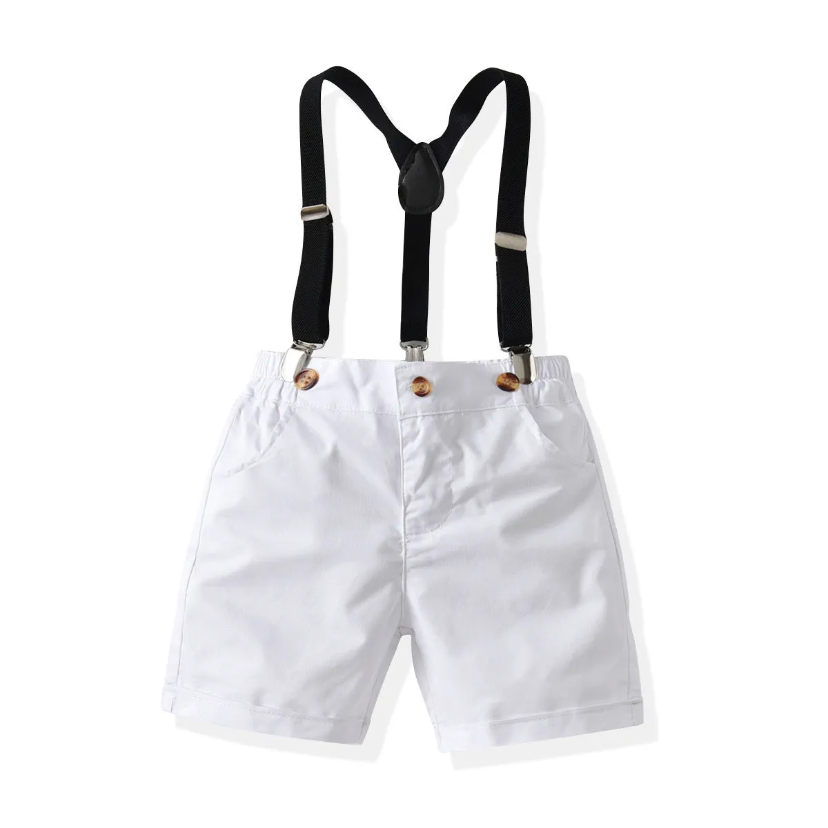 2 Pieces Set Baby Kid Boys Birthday Party Checked Bow Shirts And Solid Color Rompers Wholesale 22053198