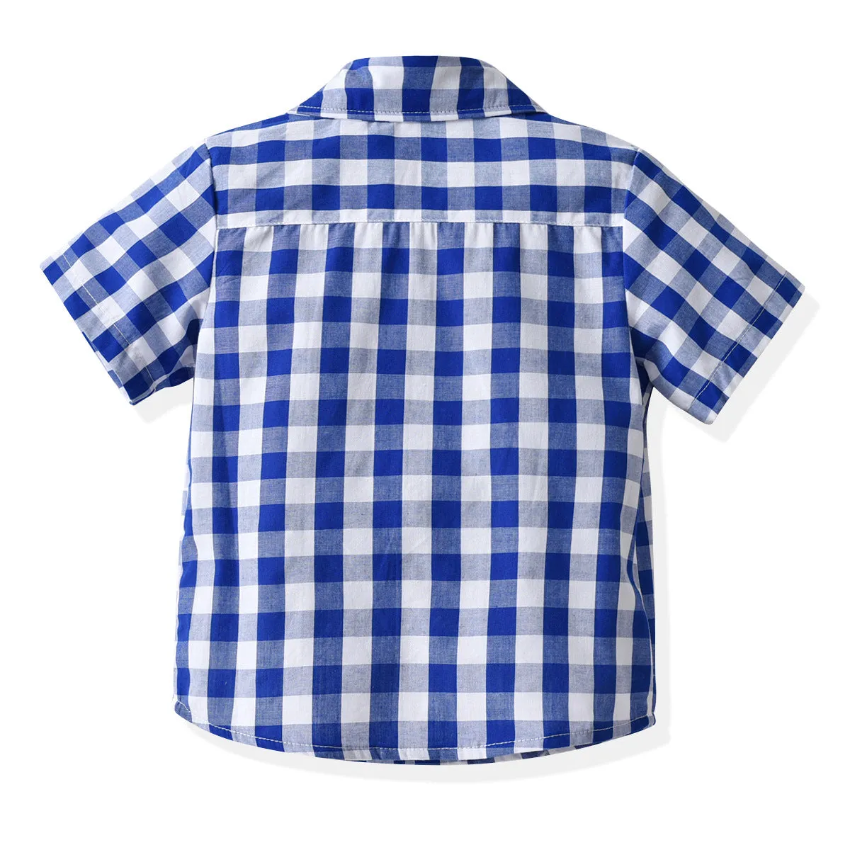 2 Pieces Set Baby Kid Boys Birthday Party Checked Bow Shirts And Solid Color Rompers Wholesale 22053198
