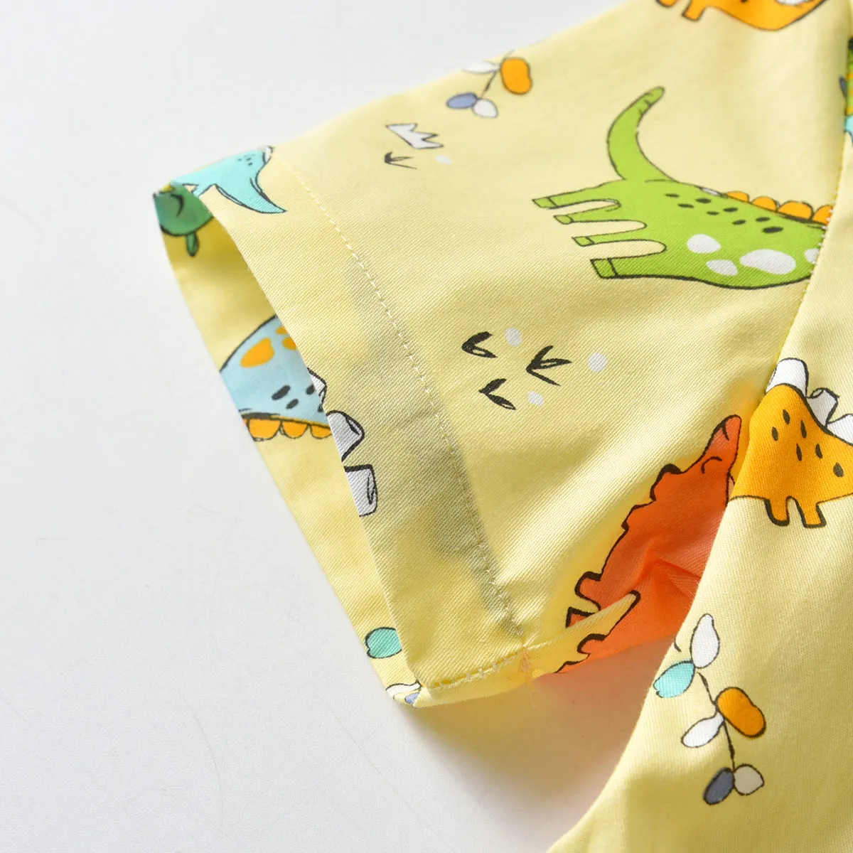 2 Pieces Set Baby Kid Boys Birthday Party Dinosaur Bow Print Shirts And Solid Color Rompers Wholesale 211109211