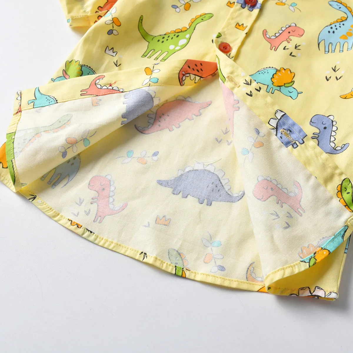2 Pieces Set Baby Kid Boys Birthday Party Dinosaur Bow Print Shirts And Solid Color Rompers Wholesale 211109211
