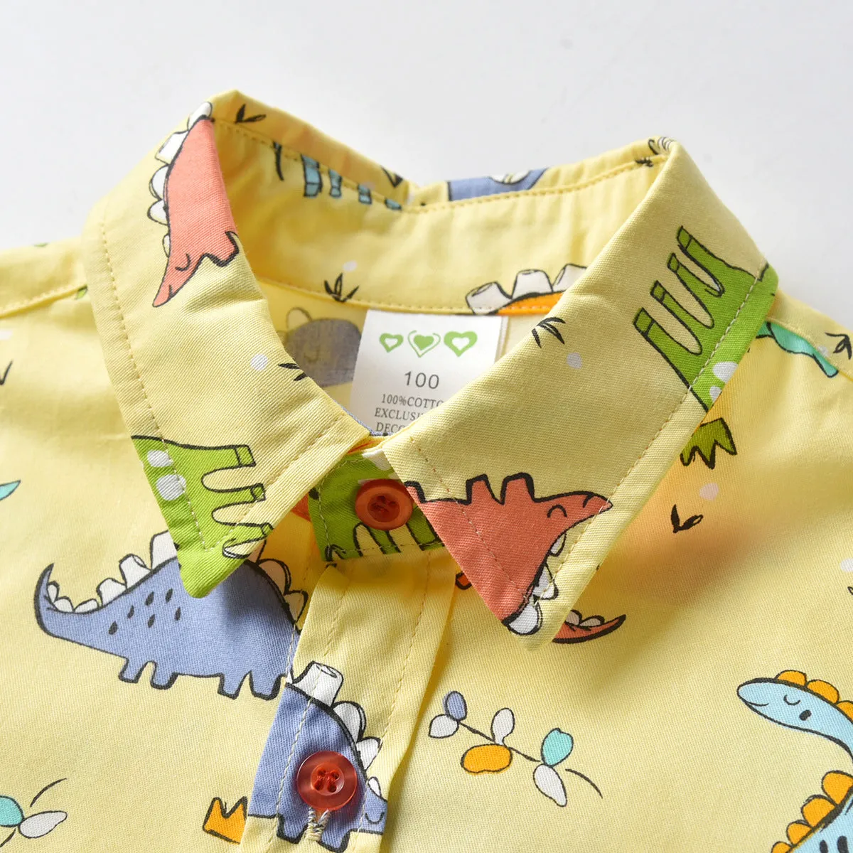 2 Pieces Set Baby Kid Boys Birthday Party Dinosaur Bow Print Shirts And Solid Color Rompers Wholesale 211109211