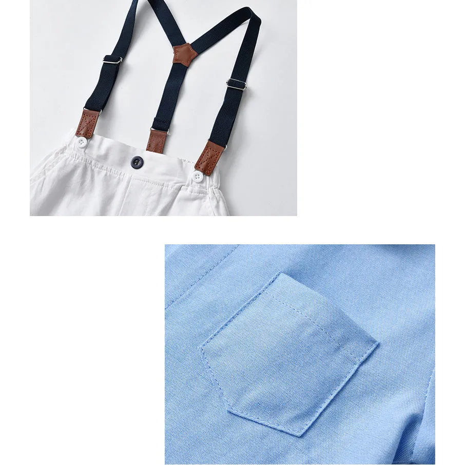 2 Pieces Set Baby Kid Boys Birthday Party Solid Color Bow Shirts And Jumpsuits Wholesale 230114131