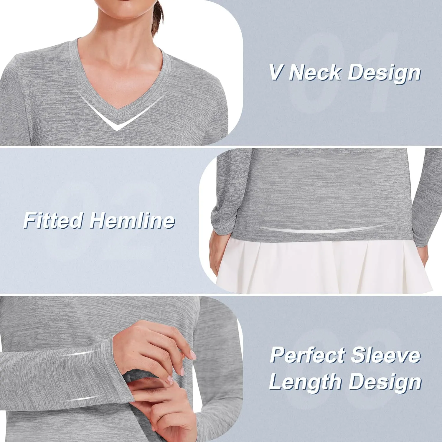 4-7 Pack Long Sleeve Shirts for Women,Moisture Wicking Shirts Long Sleeve Workout Tops for Women V Neck Hiking T-Shirts