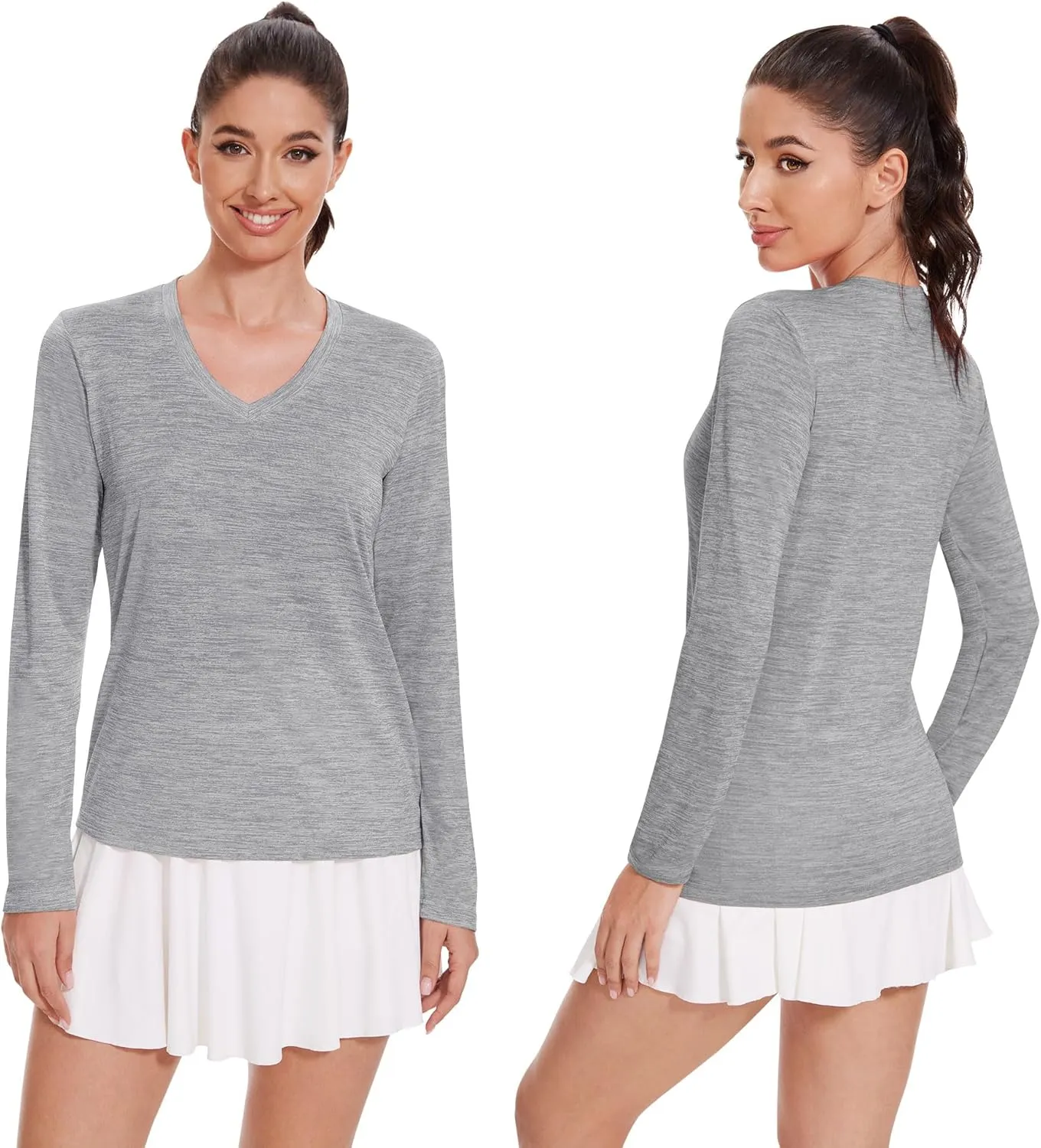 4-7 Pack Long Sleeve Shirts for Women,Moisture Wicking Shirts Long Sleeve Workout Tops for Women V Neck Hiking T-Shirts