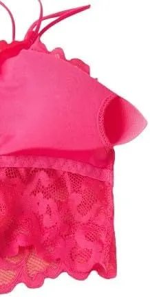 5-Piece Lace Lingerie Set - Romantic Sheer Camisole and Boyshorts in Christmas Red, Comfortable and Wire-Free