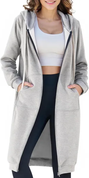 Ablanczoom Hoodies for Women Fashion Sweatshirts: Comfortable Full Zip Up Hoodie Womens Long Fleece Sweatshirt with Pockets