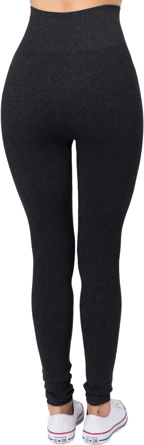 AEKO Women's Thick Yoga Soft Cotton Blend High Waist Workout Leggings with Tummy Control Compression