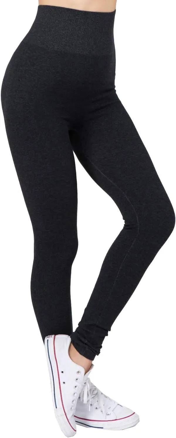AEKO Women's Thick Yoga Soft Cotton Blend High Waist Workout Leggings with Tummy Control Compression
