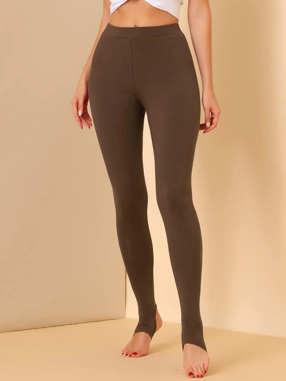 Allegra K Women's Leggings Elastic Waistband Gym Yoga Soft Cotton Christmas Stirrup Pants Tights