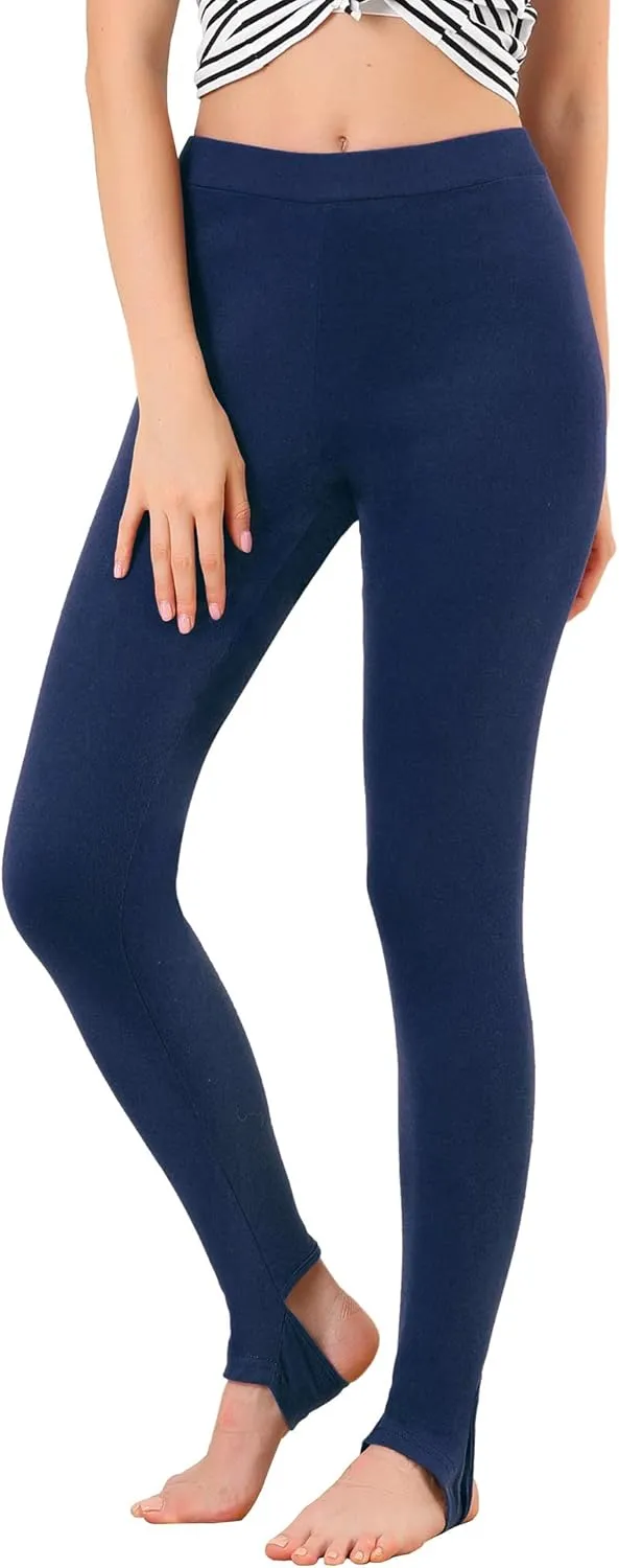 Allegra K Women's Leggings Elastic Waistband Gym Yoga Soft Cotton Christmas Stirrup Pants Tights