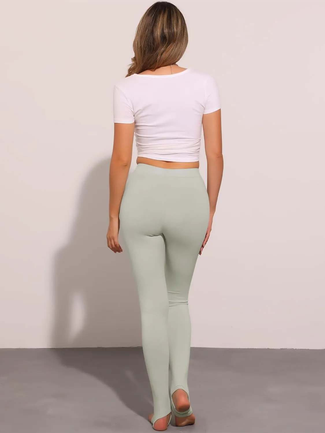 Allegra K Women's Leggings Elastic Waistband Gym Yoga Soft Cotton Christmas Stirrup Pants Tights