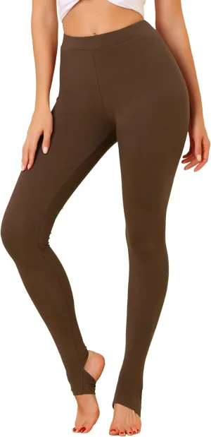 Allegra K Women's Leggings Elastic Waistband Gym Yoga Soft Cotton Christmas Stirrup Pants Tights