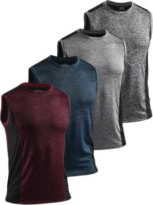 AMVELOP 4 Pack Men's Workout Tank Tops Sleeveless Quick Dry Gym Muscle Shirts