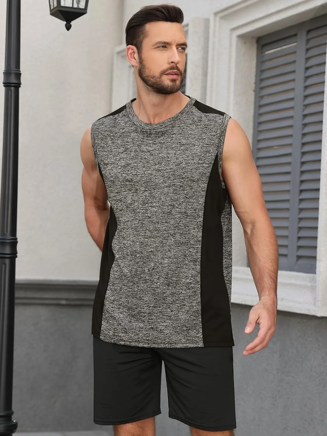 AMVELOP 4 Pack Men's Workout Tank Tops Sleeveless Quick Dry Gym Muscle Shirts