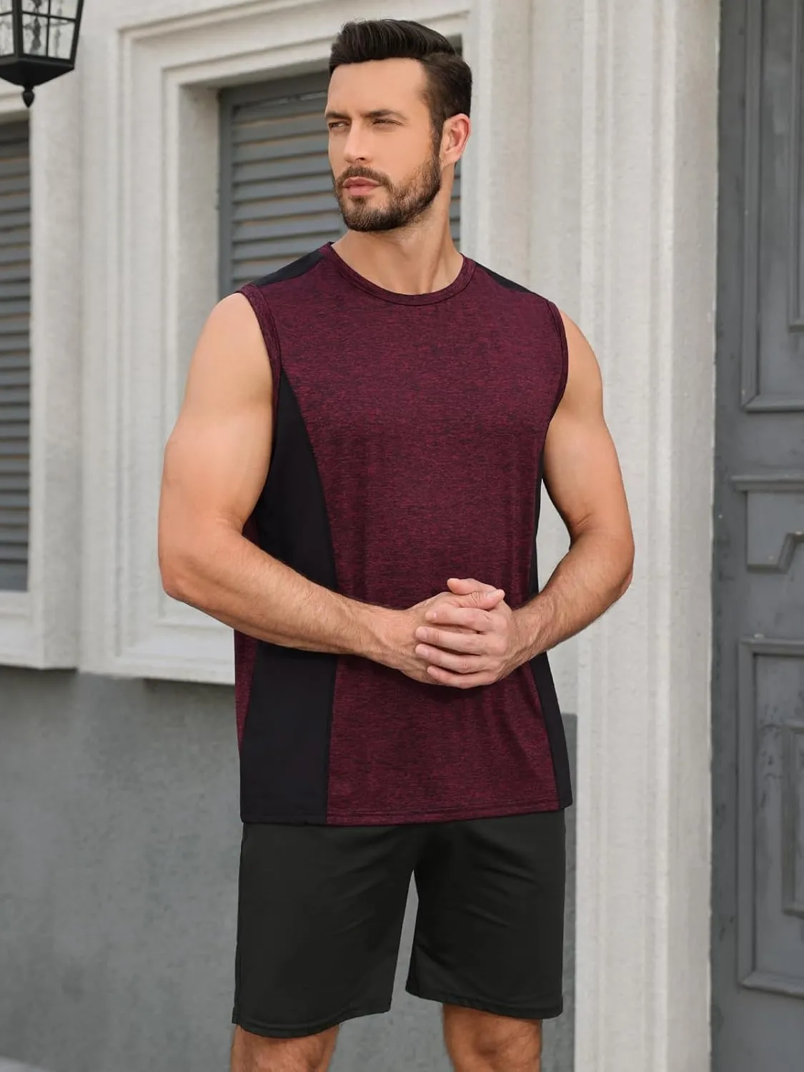 AMVELOP 4 Pack Men's Workout Tank Tops Sleeveless Quick Dry Gym Muscle Shirts