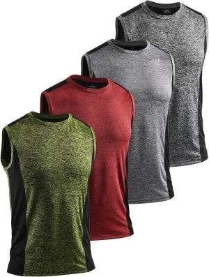 AMVELOP 4 Pack Men's Workout Tank Tops Sleeveless Quick Dry Gym Muscle Shirts