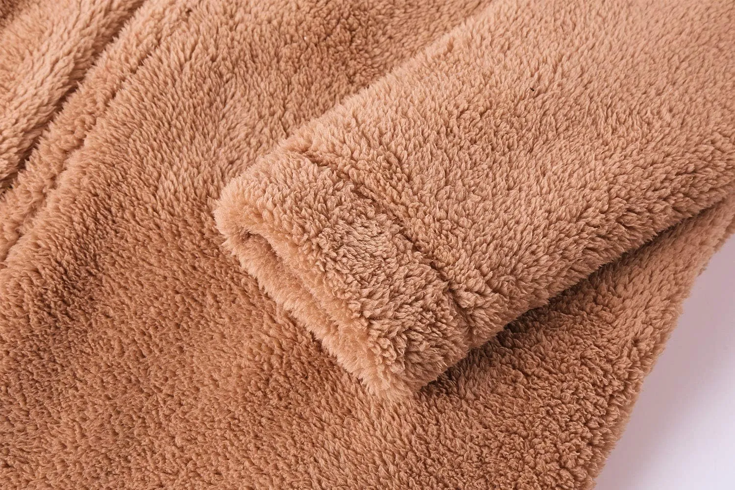 Angashion Women's Fuzzy Fleece Lapel Open Front Long Cardigan Coat Faux Fur Warm Winter Outwear Jackets
