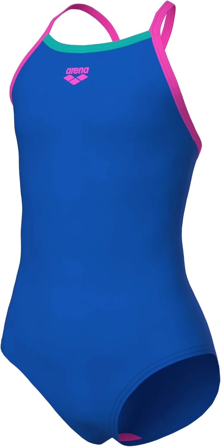 ARENA Feel Girls' Youth Light Drop Back Solid Swimsuit Waterfeel Fabric Comfortable One Piece Suit Pool or Beach