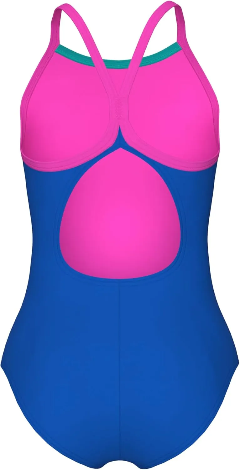 ARENA Feel Girls' Youth Light Drop Back Solid Swimsuit Waterfeel Fabric Comfortable One Piece Suit Pool or Beach