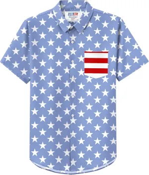 Arvilhill Men American Flag Button Shirt 4th of July Short Sleeve Shirts (S-3XL)