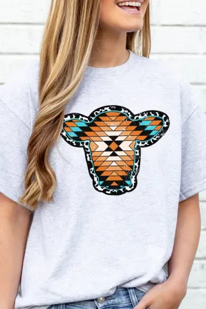 Aztec Cow Portrait Short Sleeve Relaxed Fit T-Shirt