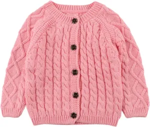 Baby Girls Sweater Toddler Knit Cardigan Kids Long Sleeve Cardigan Infant Crewneck Coat Fall Winter