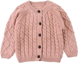 Baby Girls Sweater Toddler Knit Cardigan Kids Long Sleeve Cardigan Infant Crewneck Coat Fall Winter