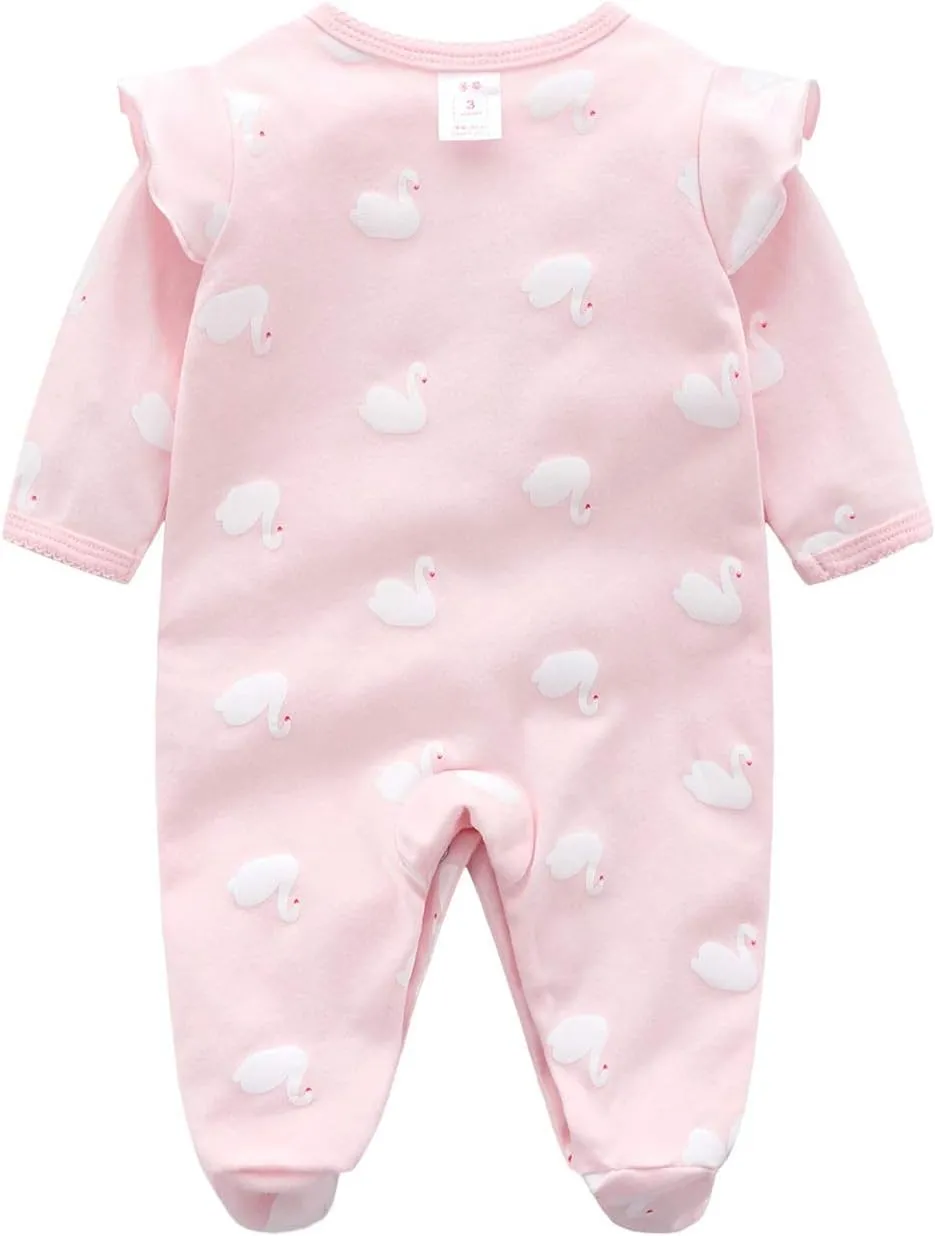 Baby One Piece Romper Soft Cotton Sleepwear Footed Jumpsuit for 0-12 Month Infant