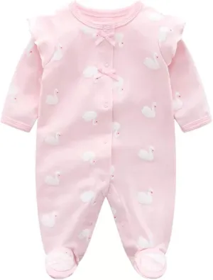 Baby One Piece Romper Soft Cotton Sleepwear Footed Jumpsuit for 0-12 Month Infant