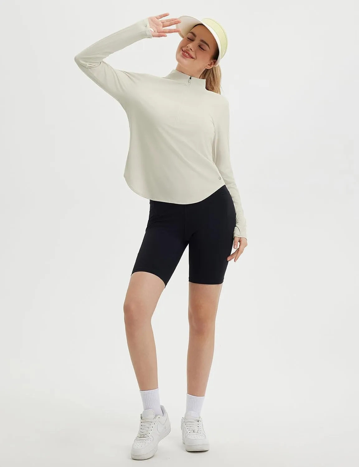 baleaf Women's Sun Shirts UPF50  Half 1/4 Zip Shirt Rash Guard Long Sleeves SPF Lightweight Clothing UV Protection Hiking Top