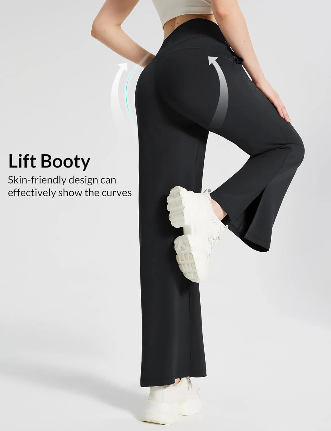 baleaf Womens Wide Leg Dress Pants Stretch High Waist Yoga Pants Casual Slacks Pockets Pull On Travel Petite Plus Size