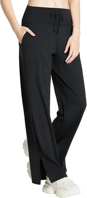 baleaf Womens Wide Leg Dress Pants Stretch High Waist Yoga Pants Casual Slacks Pockets Pull On Travel Petite Plus Size