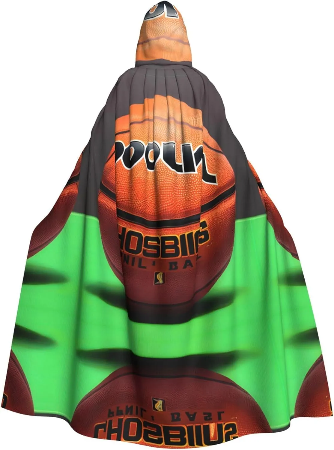 Basketball Background Prints Hooded Cloak for Halloween, Role-playing, and Costume Parties - Comfortable and Durable