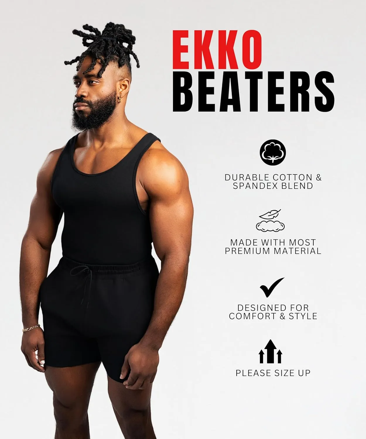 Beaters, Men's Tank Tops, Cotton Spandex Blend Tanks for Men, Comfortable, Durable Ribbed Fabric, Please Size UP