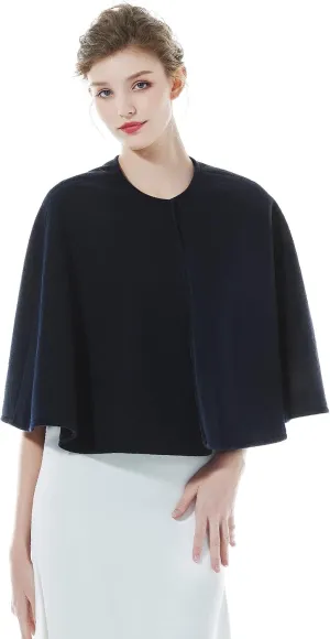 BEAUTELICATE Women Wool Blend Cape Cover Up Jacket Coat Spring Autumn Wedding Bridal Shawl