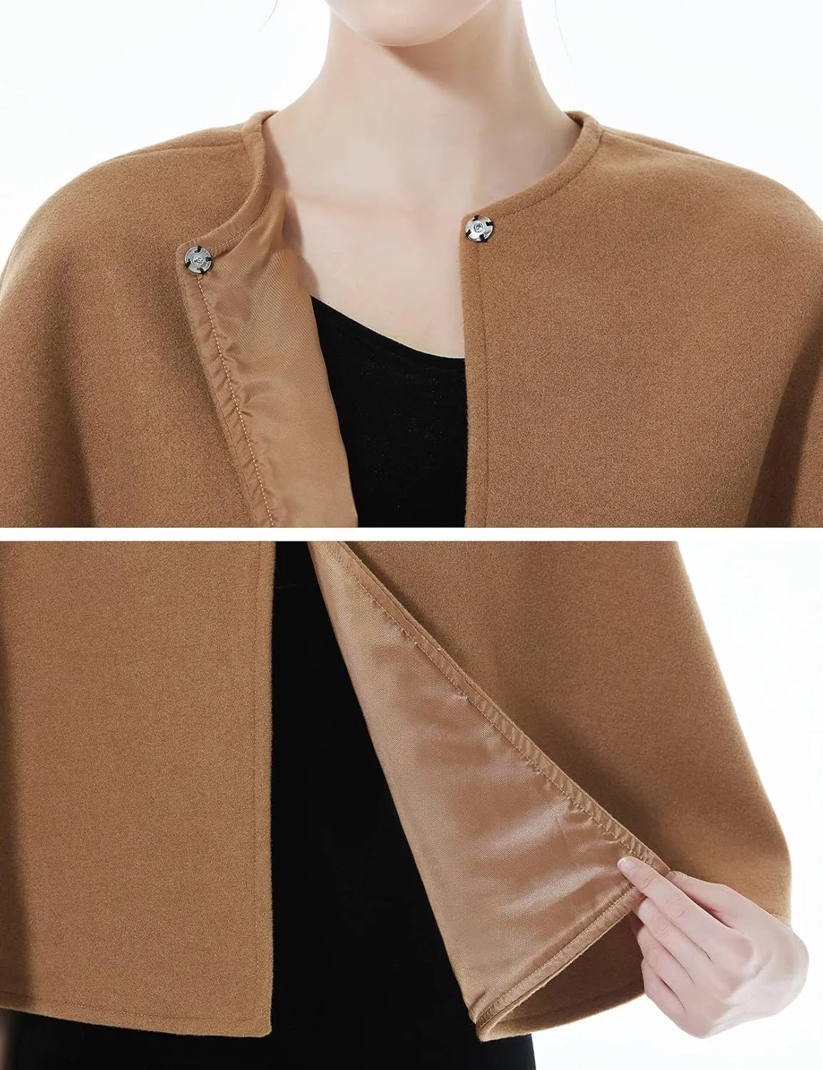 BEAUTELICATE Women Wool Blend Cape Cover Up Jacket Coat Spring Autumn Wedding Bridal Shawl