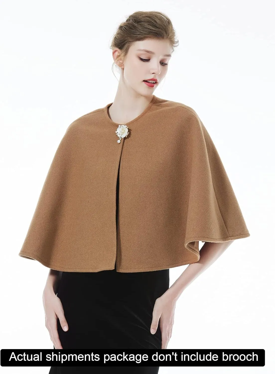 BEAUTELICATE Women Wool Blend Cape Cover Up Jacket Coat Spring Autumn Wedding Bridal Shawl