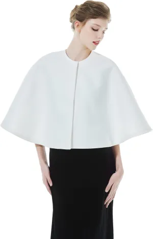 BEAUTELICATE Women Wool Blend Cape Cover Up Jacket Coat Spring Autumn Wedding Bridal Shawl