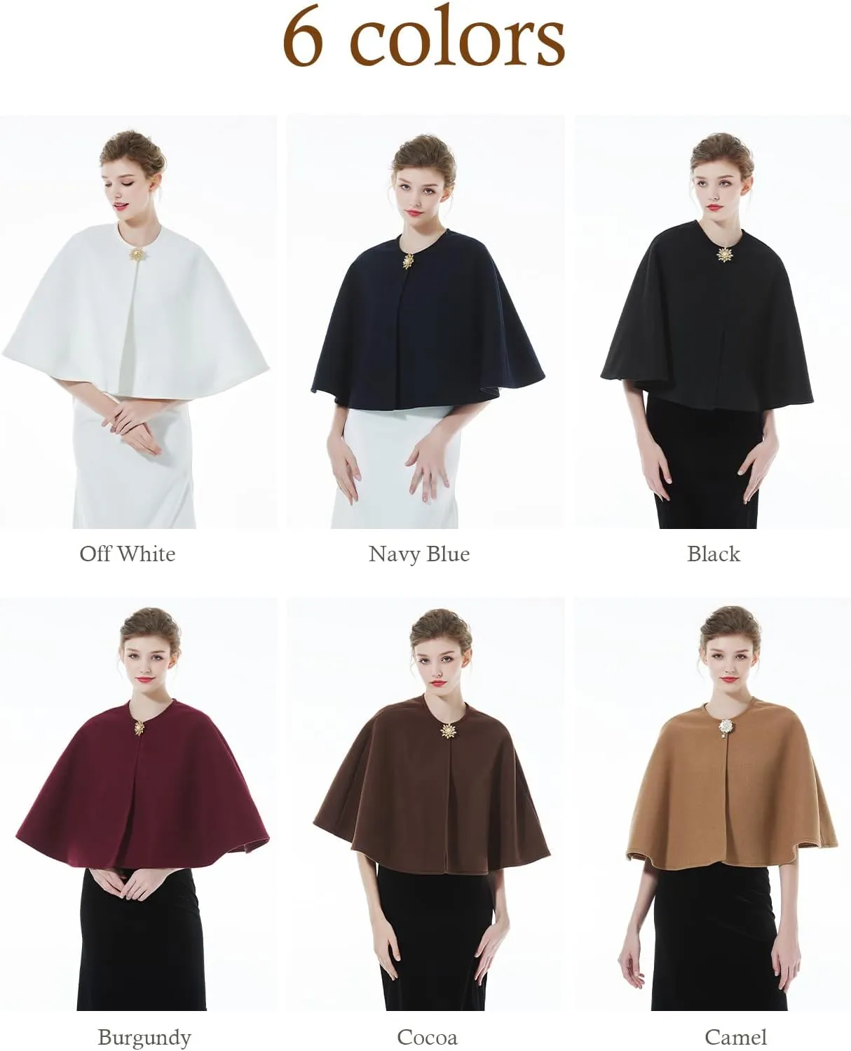 BEAUTELICATE Women Wool Blend Cape Cover Up Jacket Coat Spring Autumn Wedding Bridal Shawl