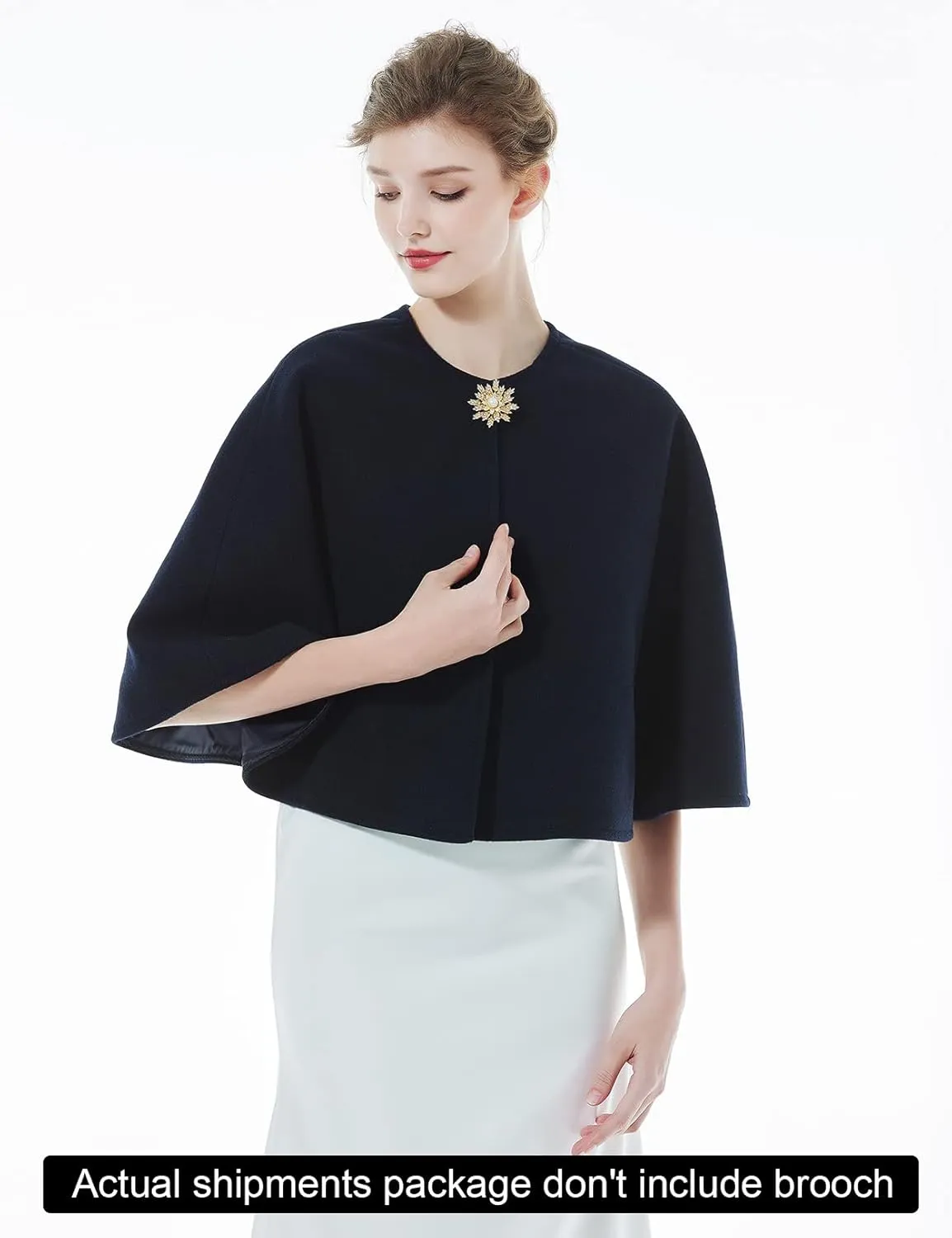 BEAUTELICATE Women Wool Blend Cape Cover Up Jacket Coat Spring Autumn Wedding Bridal Shawl
