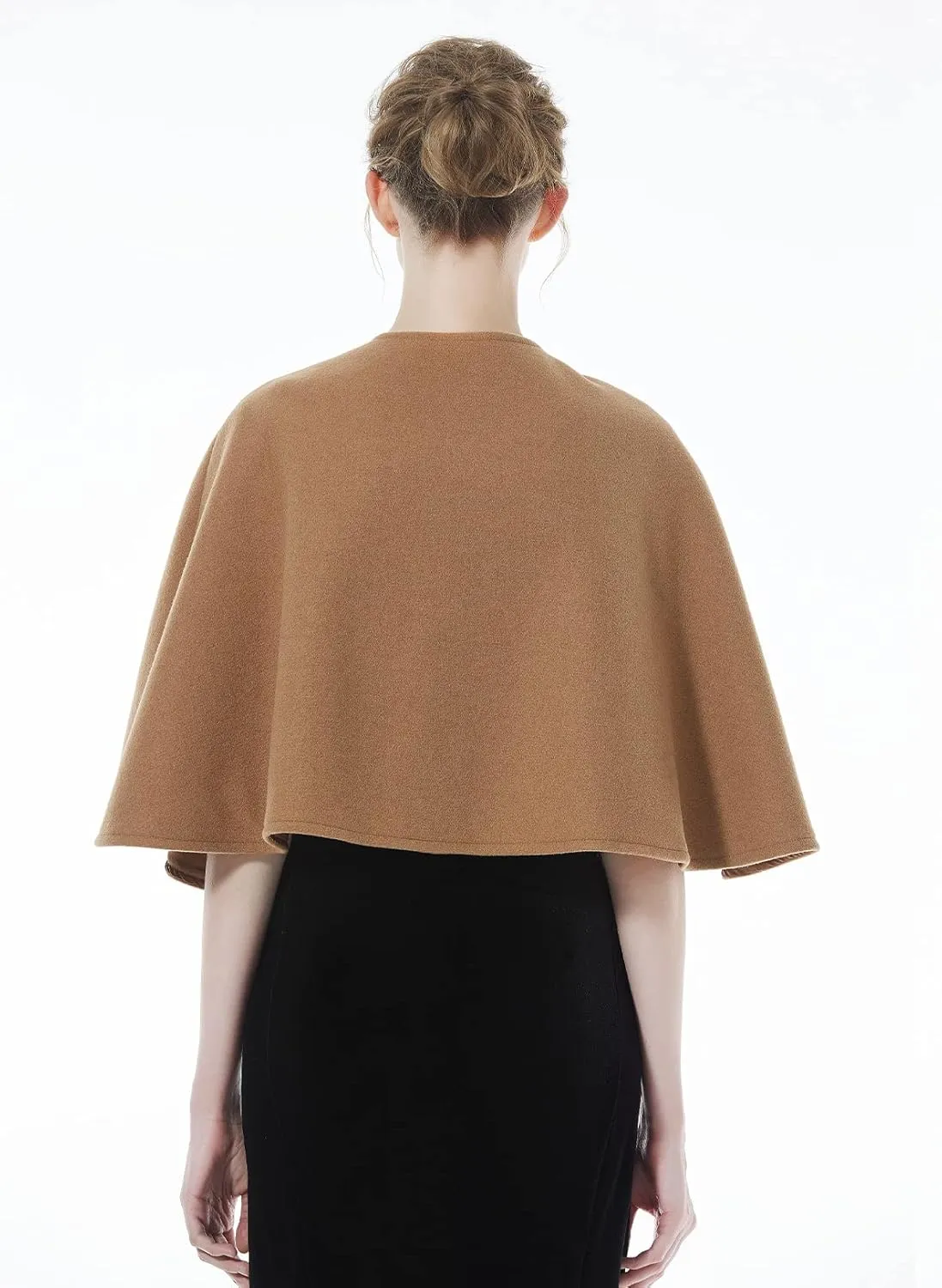 BEAUTELICATE Women Wool Blend Cape Cover Up Jacket Coat Spring Autumn Wedding Bridal Shawl