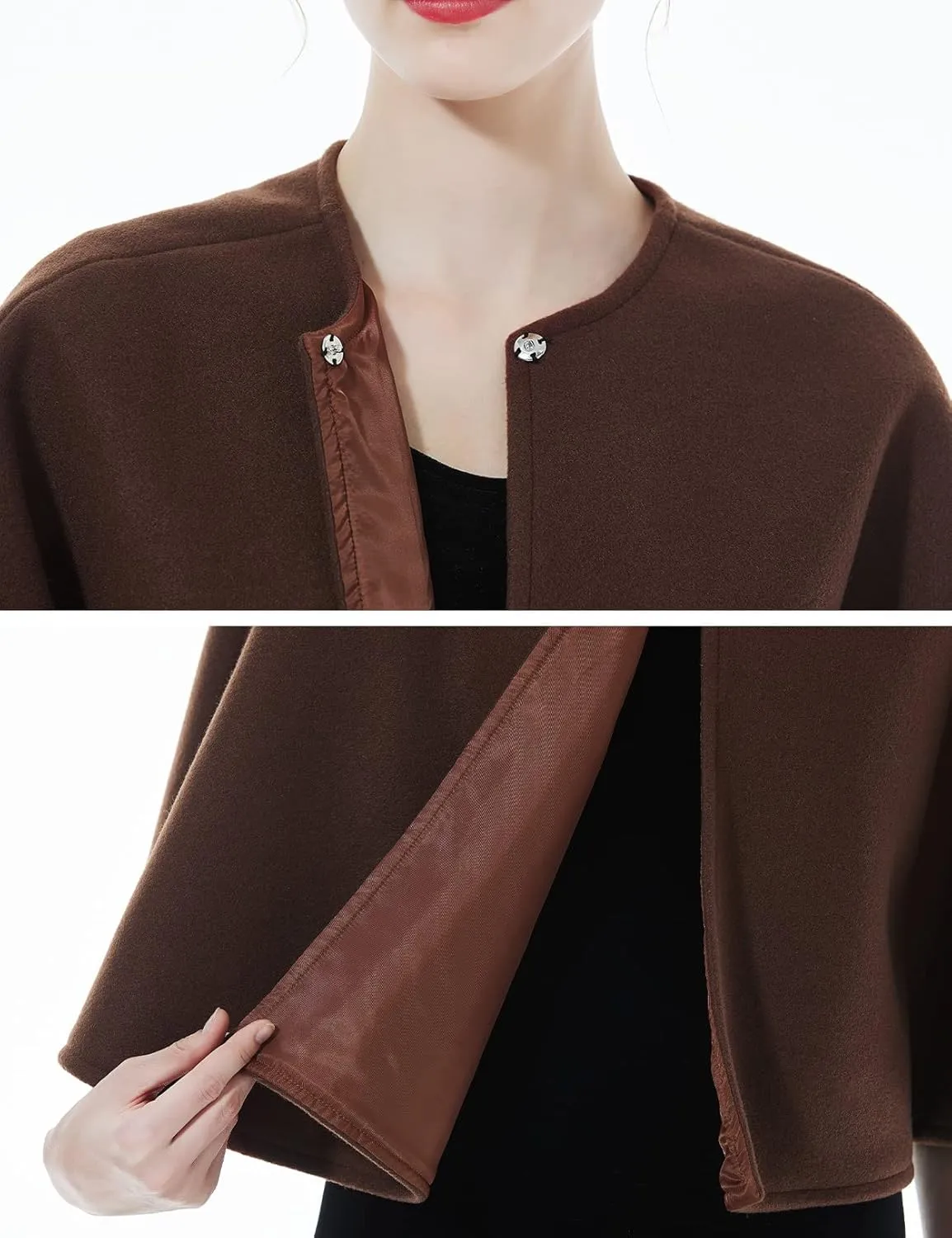 BEAUTELICATE Women Wool Blend Cape Cover Up Jacket Coat Spring Autumn Wedding Bridal Shawl