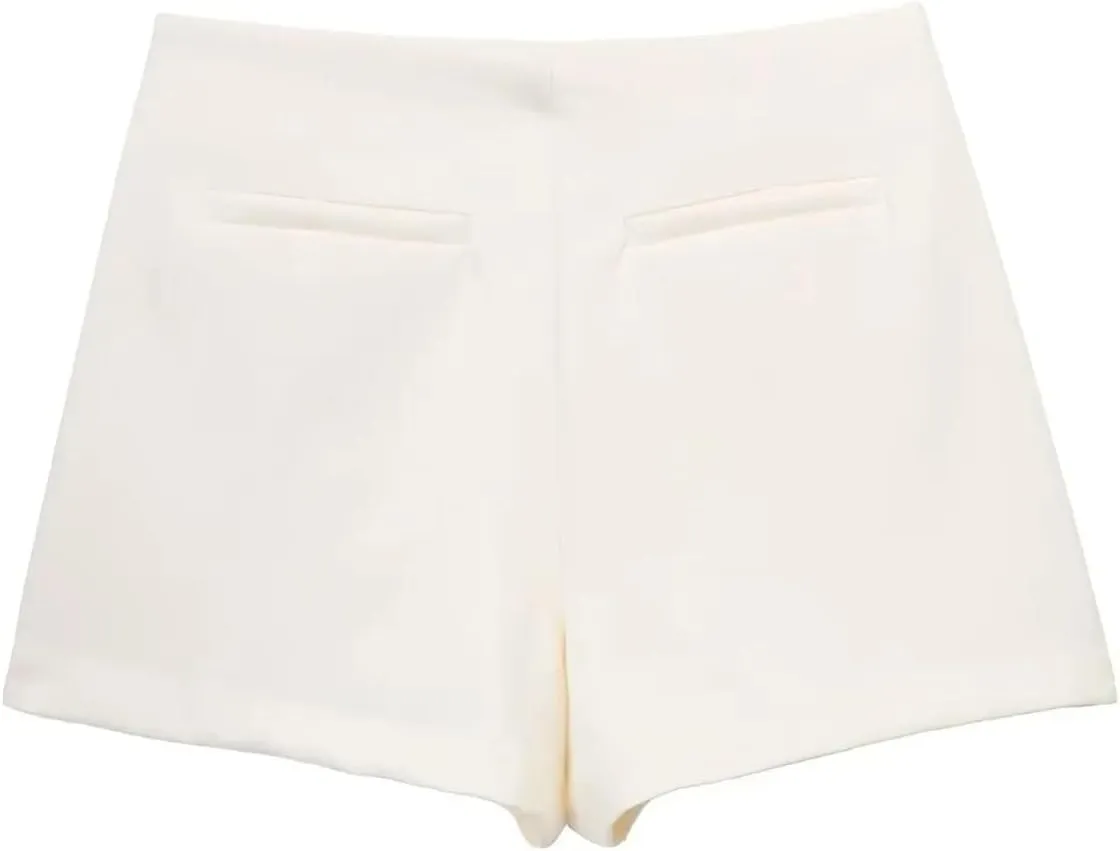 Beige Mini Skirt Pants High Waist Shorts Skort for Women Summer Asymmetric