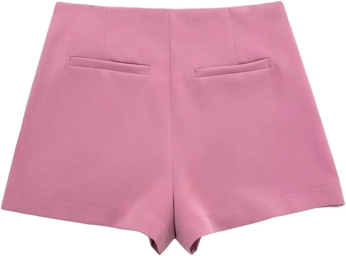 Beige Mini Skirt Pants High Waist Shorts Skort for Women Summer Asymmetric