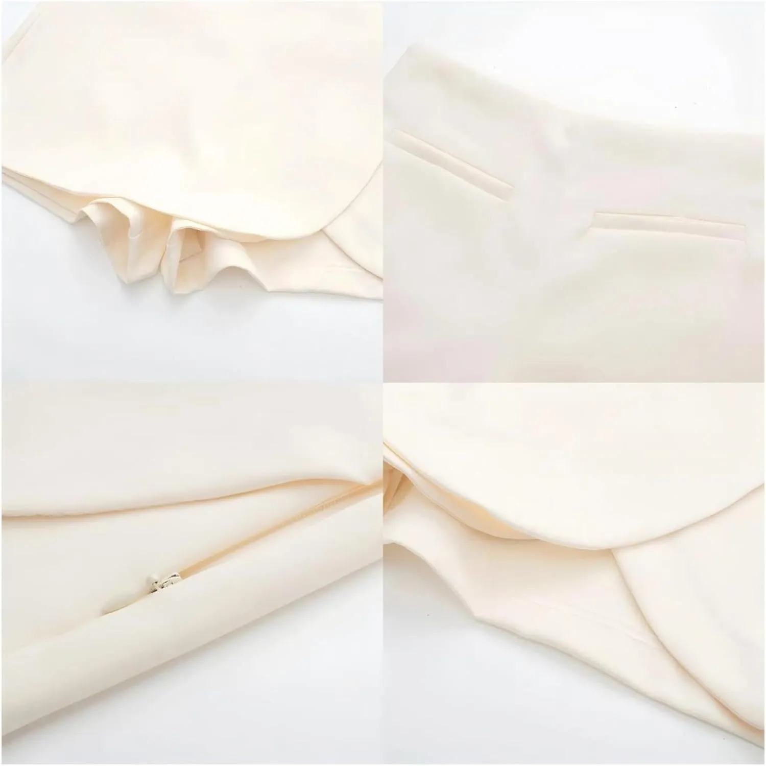 Beige Mini Skirt Pants High Waist Shorts Skort for Women Summer Asymmetric